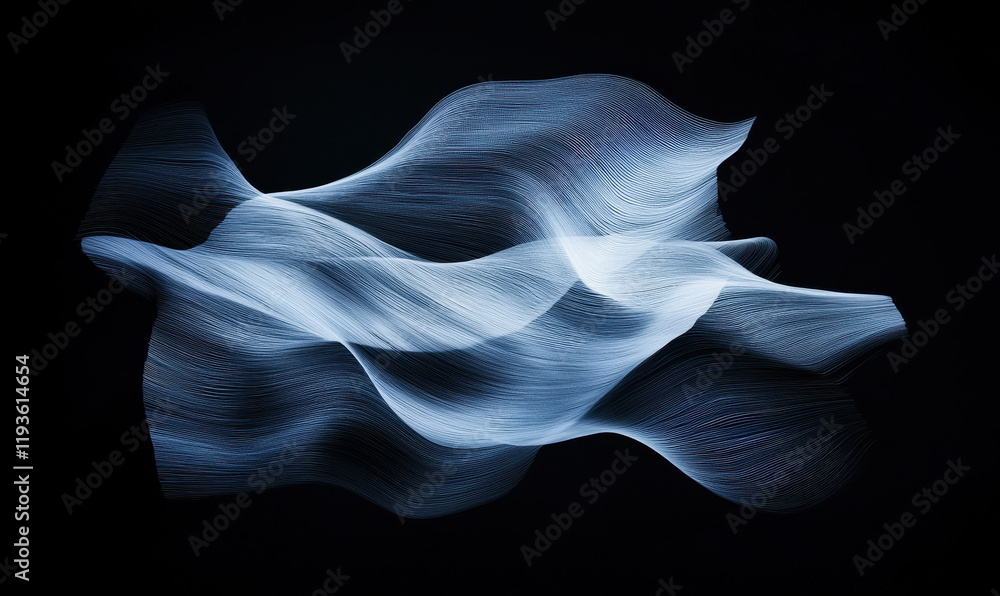 Poster Captivating Abstract Wave Form with Dynamic Blue Lines and Fluid Motion for Modern Graphic Design Inspiration