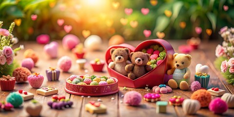 Obraz premium Miniature Valentine's Day Heart Scene: Charming Tilt-Shift Animation