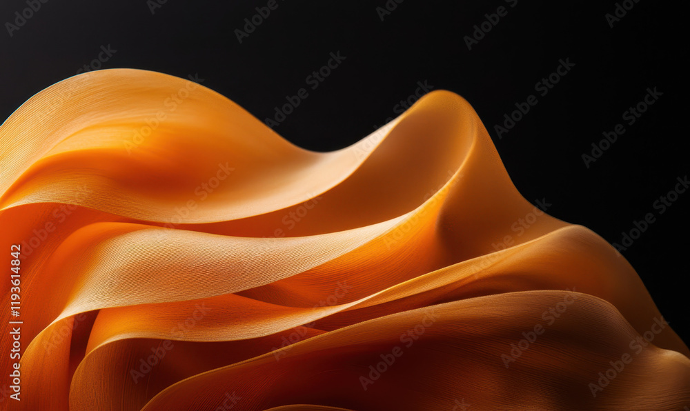Poster ethereal waves of orange silk: capturing the fluid dynamics of abstract texture and color