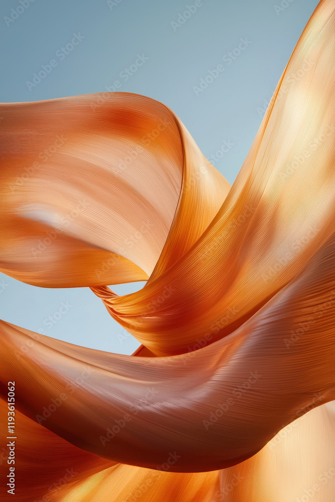 Poster abstract fluidity in dynamic orange flow capturing elegant movement and textural grace