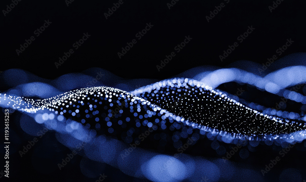 Poster explore the dynamic elegance of digital waves in blue abstract art featuring futuristic technology a