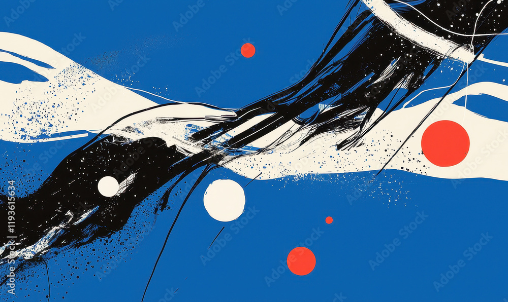 Poster Dynamic Abstract Art with Bold Colors and Geometric Shapes Creating a Visual Symphony of Movement and Contrast
