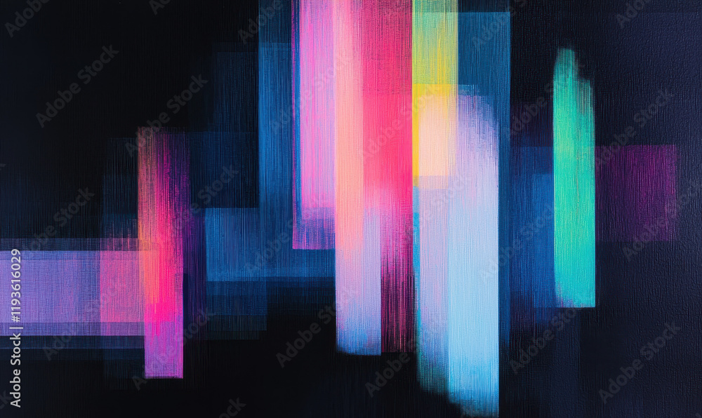 Aufkleber explore the vibrant world of modern abstract art with neon geometric shapes and dynamic visual patte