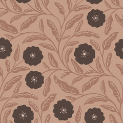 Bold Botanical Blooms on Mocha Mousse Pattern
