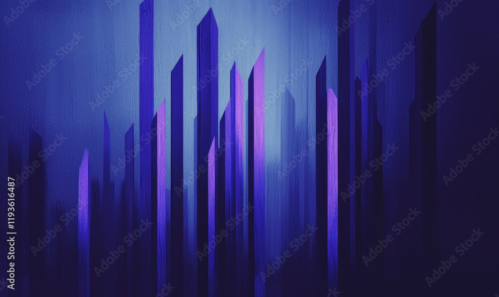 Poster Futuristic Abstract Cityscape with Neon Vertical Structures and Modern Architectural Design