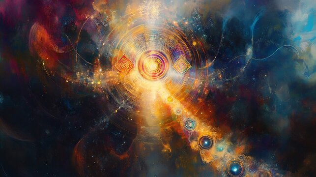 Creative portrayal of spiritual awakening chakras and aura radiating divine energy