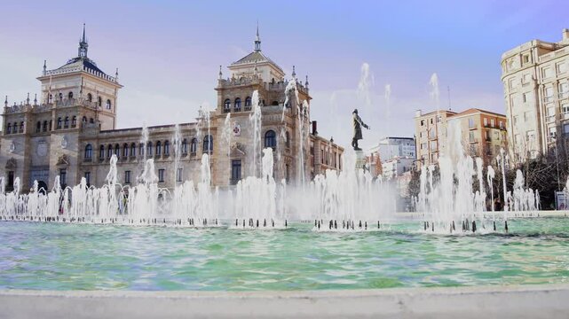 Close-up of the fountain in Plaza Zorrilla in Valladolid-Spain.