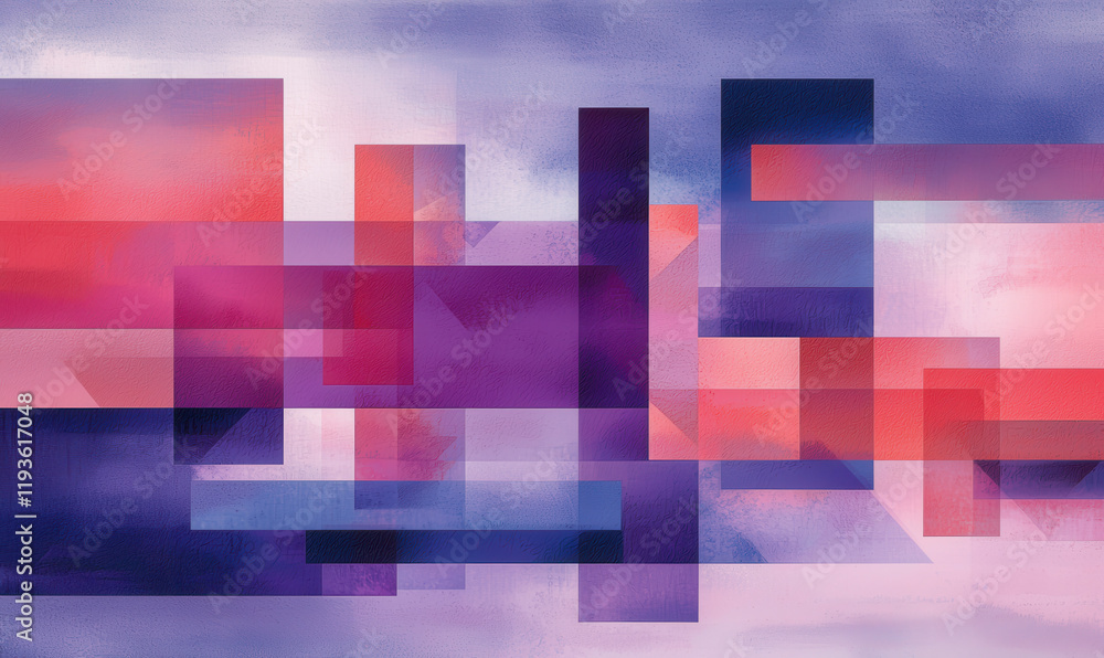 Aufkleber vibrant geometric abstract design with colorful overlays and dynamic shapes in digital composition