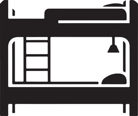  Double Bed silhouette vector with white background