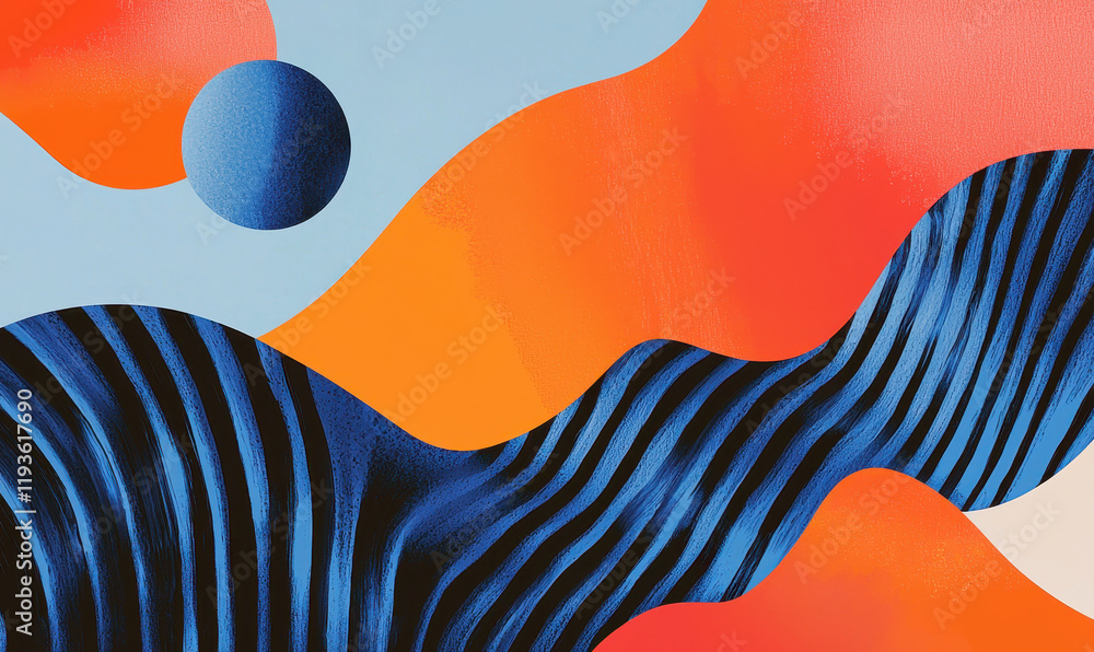 Poster explore dynamic abstract art: vibrant waves and bold patterns in modern creative design