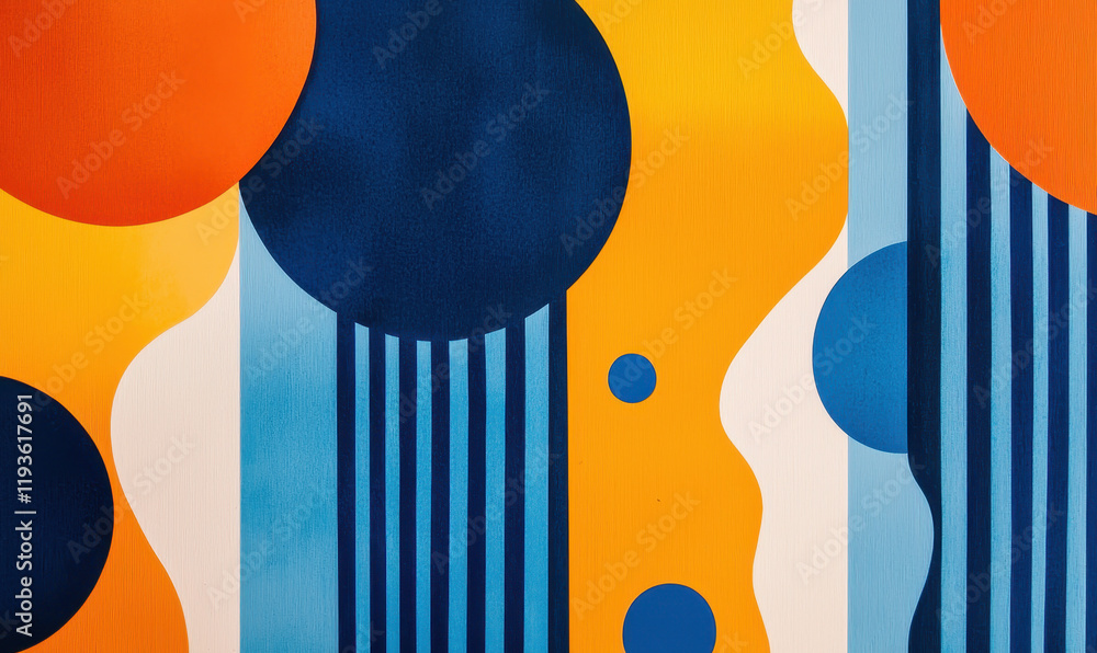 Aufkleber dynamic geometric abstract art composition featuring vibrant shapes and bold color patterns in moder