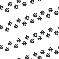 Paw Pet Footsteps Pattern - Diagonal Dog or Cat Footprints with Side Connection.