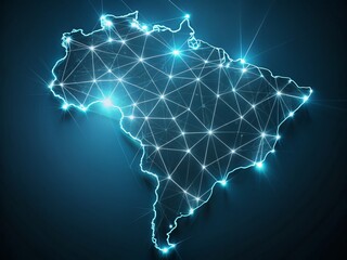 Minimalist Brazil Map Network Connectivity: Digital Infrastructure & Global Communication
