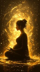 Obraz premium pregnant woman meditating in lotus position, symbolizing peace.