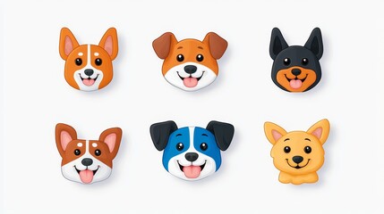 Obraz premium A charming cartoon puppy dog outline, modern in style, set against a white background.