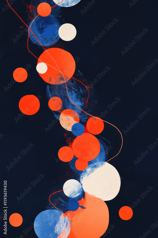 Poster dynamic abstract art with vibrant circles and geometric patterns creating a modern and creative aest