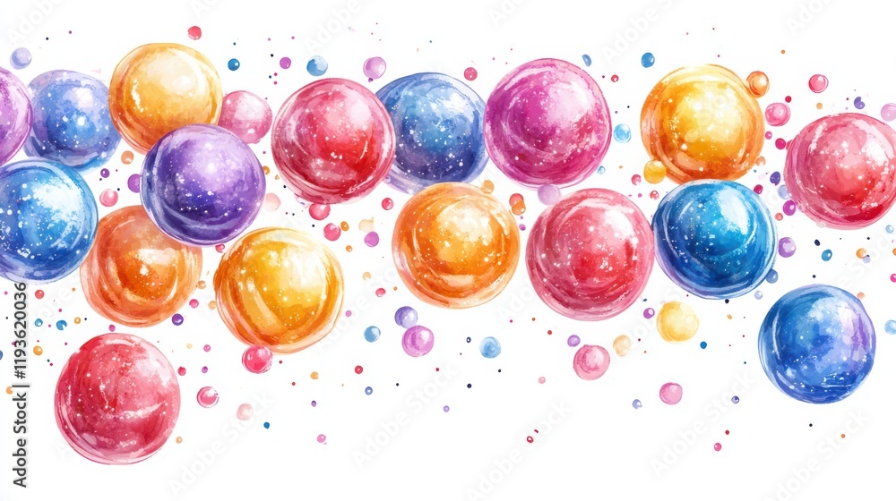 Aufkleber colorful watercolor sphere patterns on white background for creative projects and design concepts fe