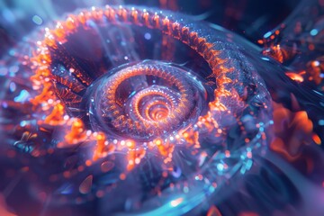 Futuristic neon spiral pattern art