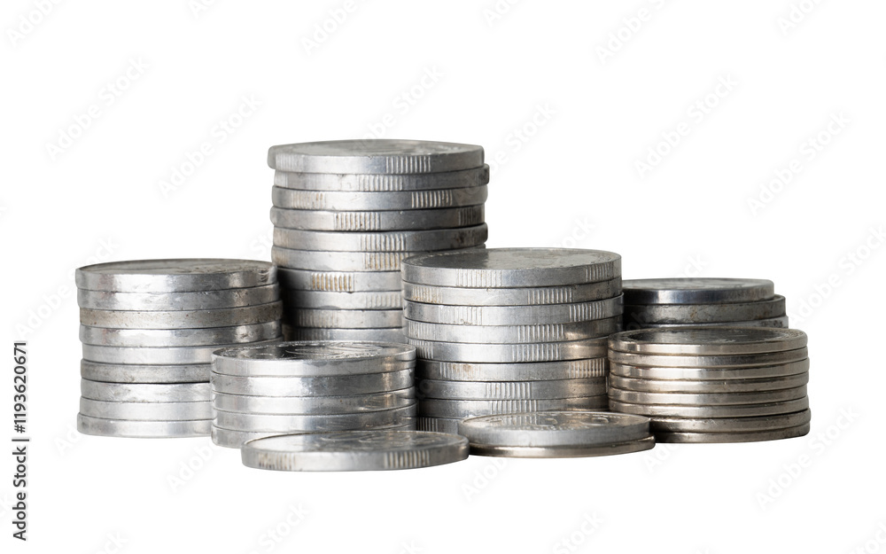 Poster stack of coins isolated element
