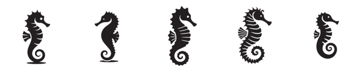 Vector collection of seahorse silhouettes with flat design style © ngentutgajah
