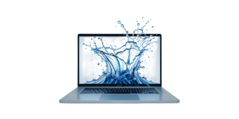water splashing from laptop display screen
