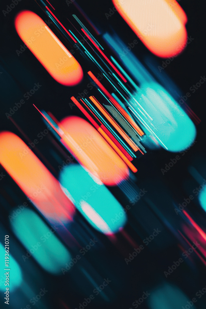 Poster vivid neon streaks in motion: capturing the essence of digital velocity and urban energy through dyn