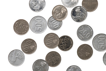 coin pattern spill on table dor background