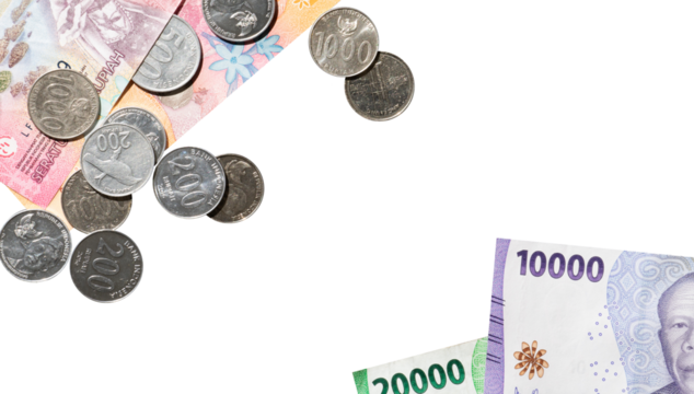 Financial background copy space with money and coins frame