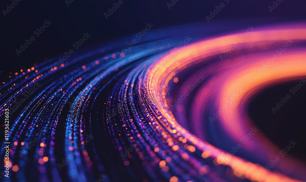 Poster captivating neon technology: an abstract artwork featuring vibrant curved light patterns and dynamic