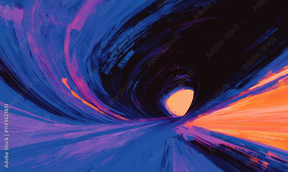 Poster captivating abstract expression of energy in a dreamlike vortex with dynamic swirls and vibrant colo
