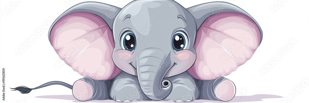 Poster cute elephant illustration capturing playful character and joyful expression in a vibrant artistic s