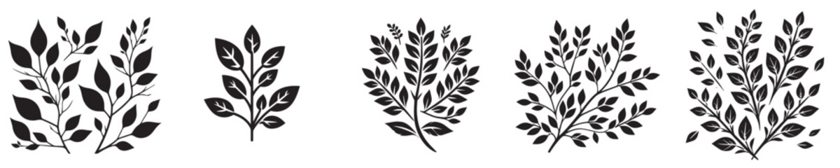 Vector collection of tree leaf silhouettes