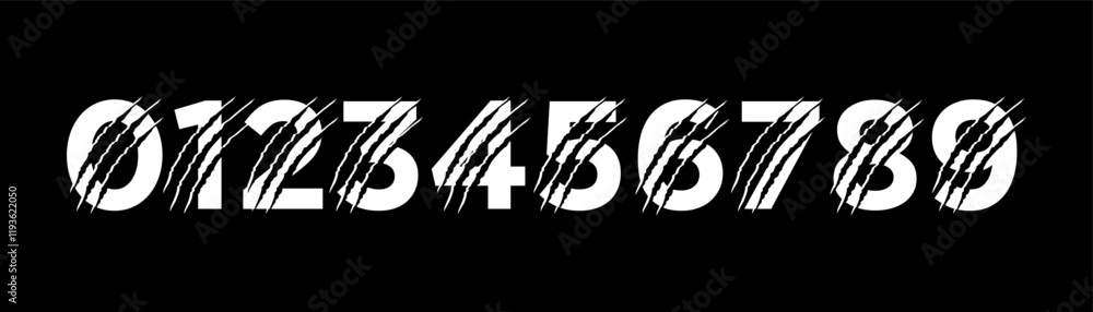 Fototapete set of numbers collection 0 to 9. simple and minimalist figure collection in cut off style.