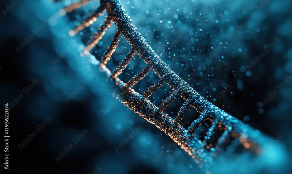 Poster stunning visualization of dna double helix structure encapsulating the essence of genetics in micros
