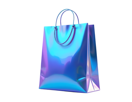 pink blue 3d rendered shopping bag isolated