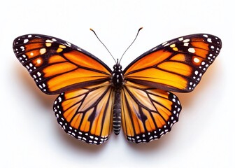 Fototapeta premium Minimalist Monarch Butterfly Isolated on White Background - Stock Photo