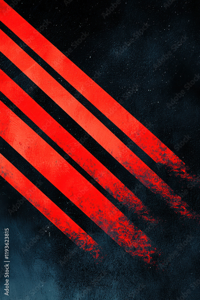 Poster dynamic abstract red and black design featuring bold striped lines and textured patterns for creativ