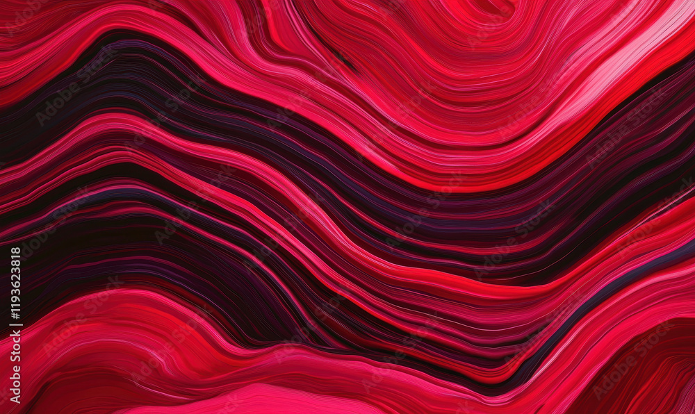 Poster dynamic red wave patterns and vibrant textures in modern abstract design for creative graphic resour