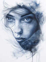 Obraz premium A captivating half-face portrait featuring a woman's mystique.