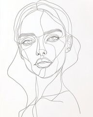A minimalist line art portrait showcasing a woman's beauty profile.