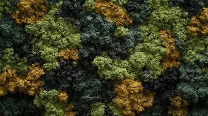 Obraz premium Colorful textured moss wall in green and yellow hues with natural patterns