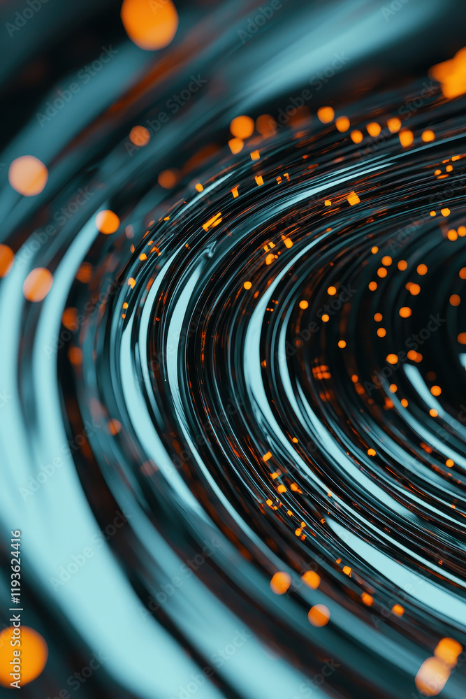 Poster dynamic abstract vortex of digital light and motion in a futuristic neon technology pattern