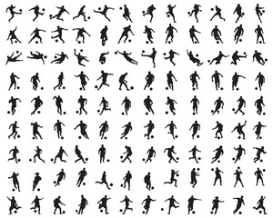 Black silhouettes of football players on a white background
