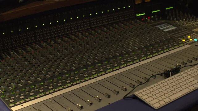 Closeup of a solid-state logic in a recording studio