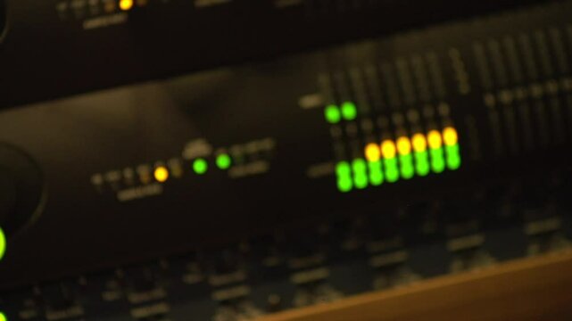 Closeup of a solid-state logic in a recording studio