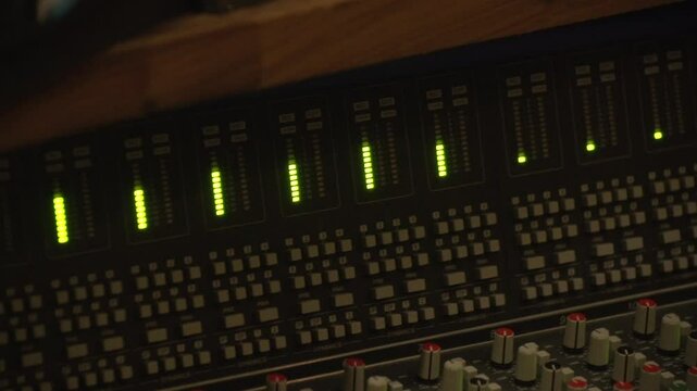 Closeup of a solid-state logic in a recording studio