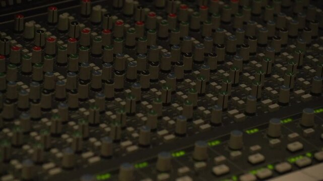 Closeup of a solid-state logic in a recording studio