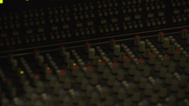Closeup of a solid-state logic in a recording studio