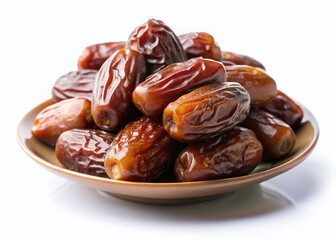 Minimalist Photo: Pitted Dates on White Background - Stock Image