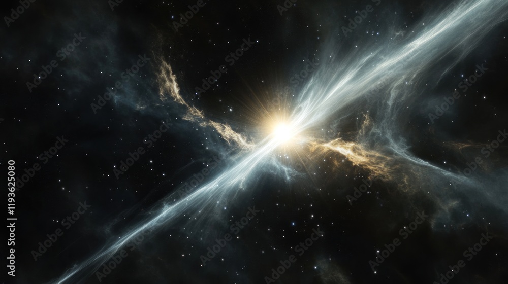 Poster cosmic rays burst through nebula stellar explosion galactic phenomena celestial event astronomical i